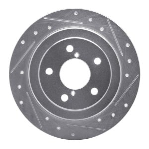 Saab 9-2X Brake Rotor (1) - Rear Right - R1 Concepts - Drilled & Slotted - Silver - `90-`08